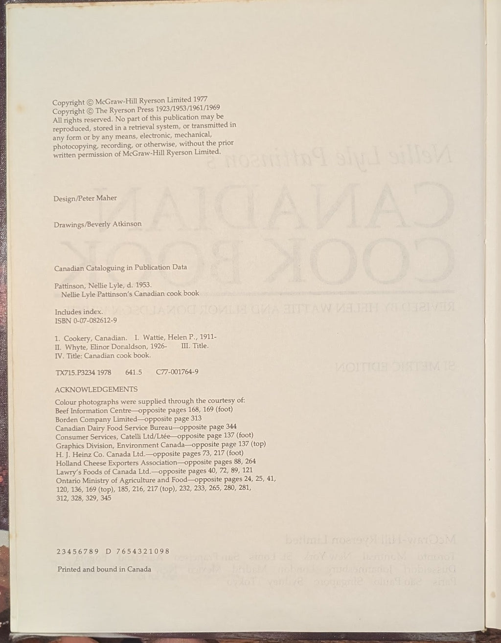 Nellie Lyle Pattinson's Canadian Cook Book