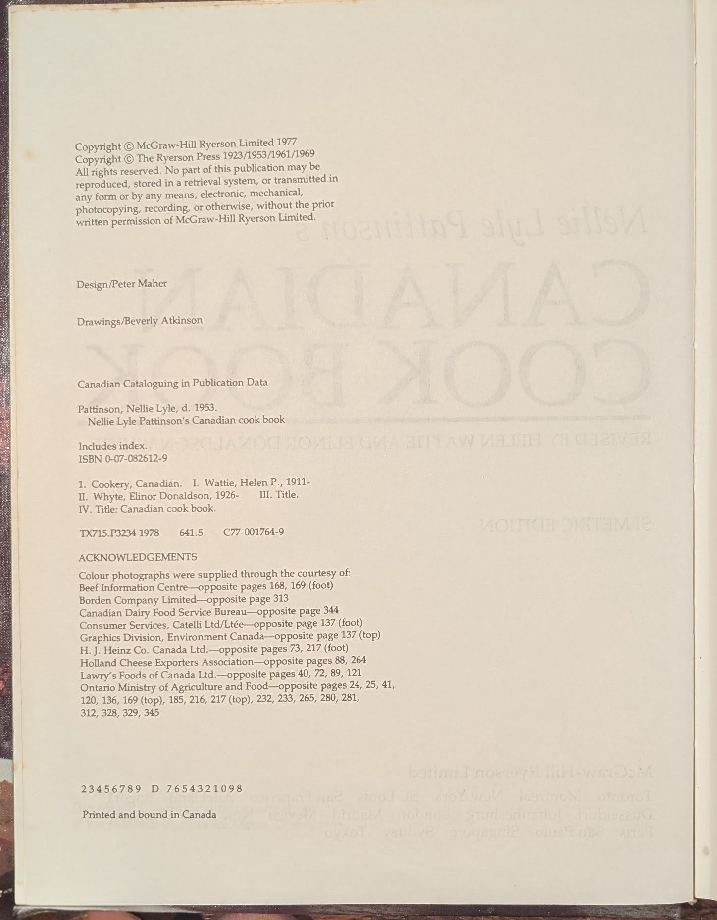 Nellie Lyle Pattinson's Canadian Cook Book