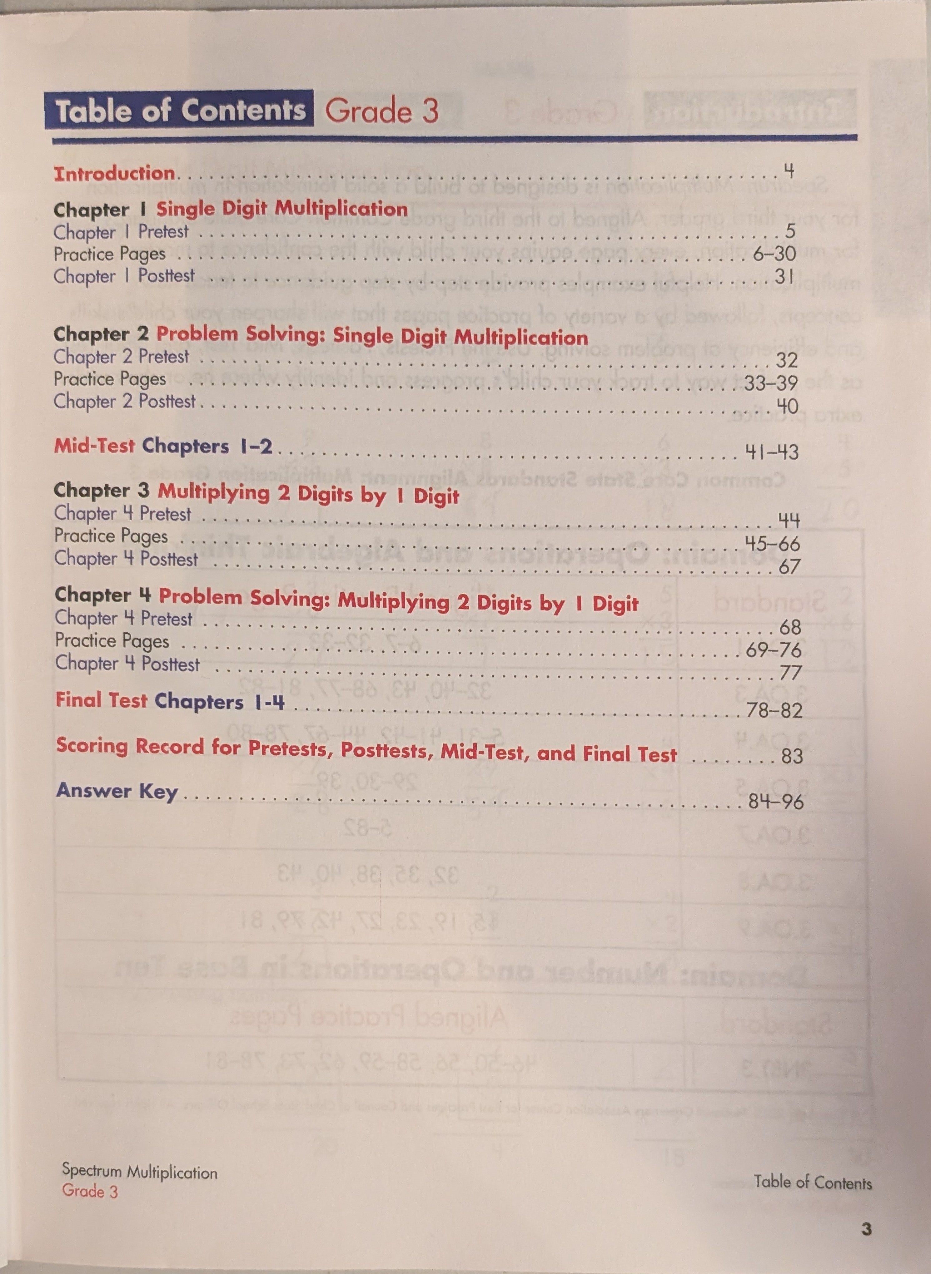 Spectrum Multiplication, Grade 3