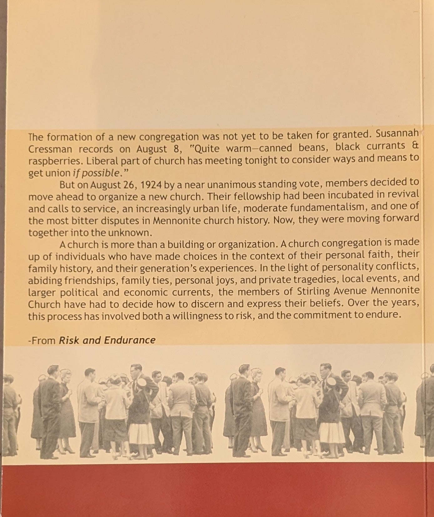 Risk and Endurance / A History of Stirling Avenue Mennonite Church