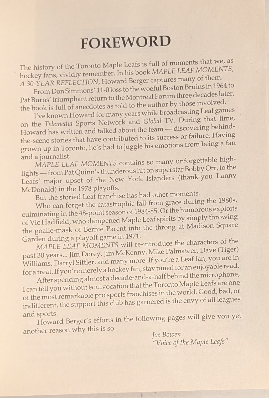 Maple Leaf Moments: A Thirty-Year Reflection