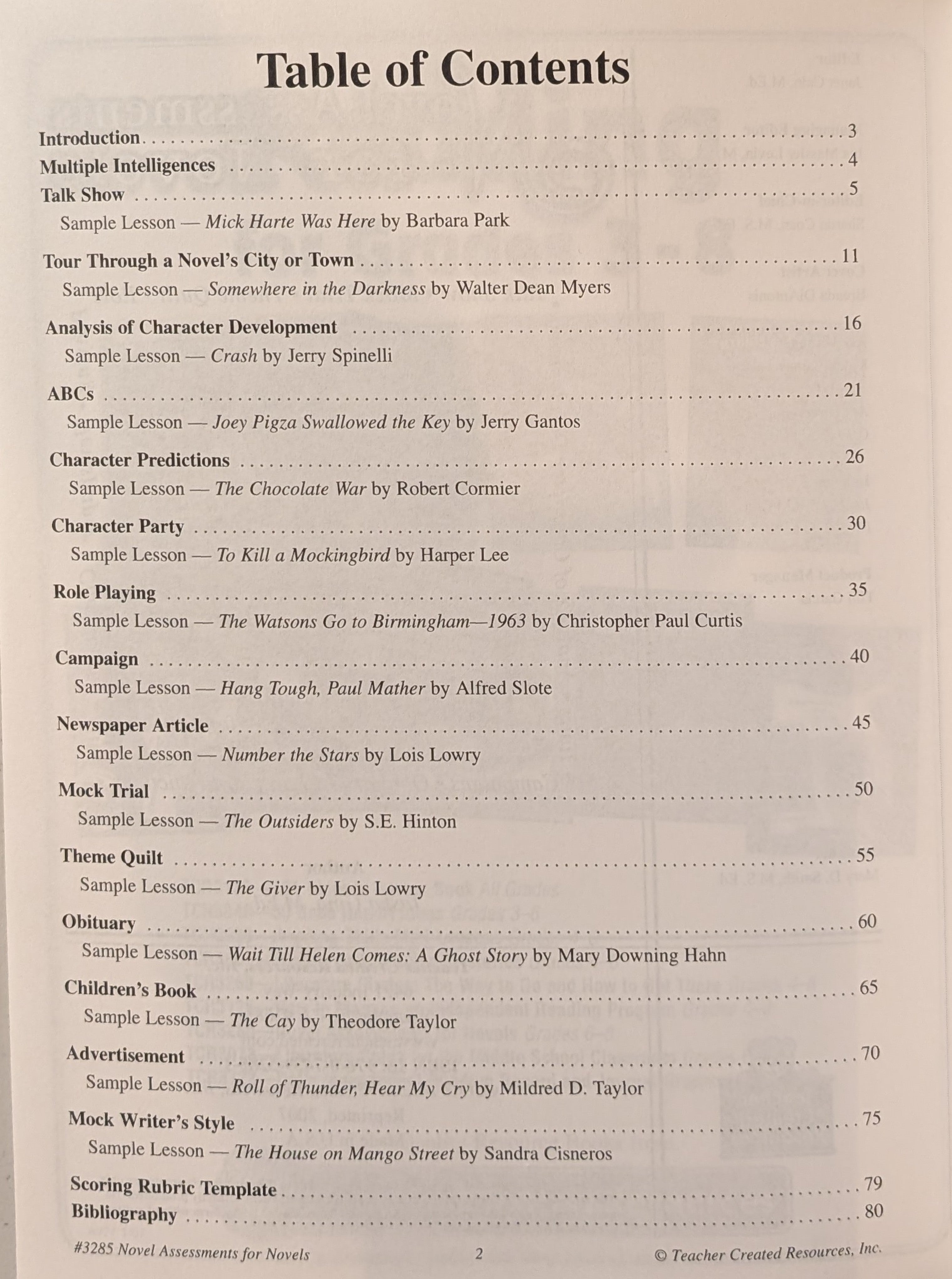 Novel Assessments for Novels